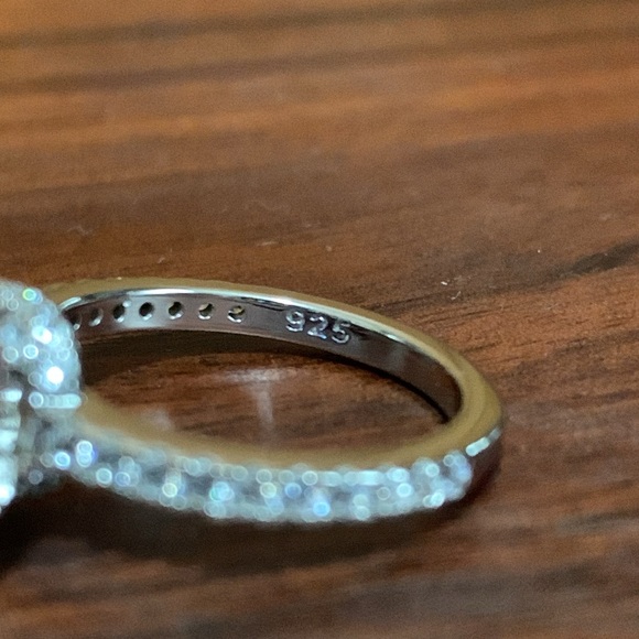 Sterling Silver & Rose Gold Cushion Cut CZ Ring - Picture 5 of 6